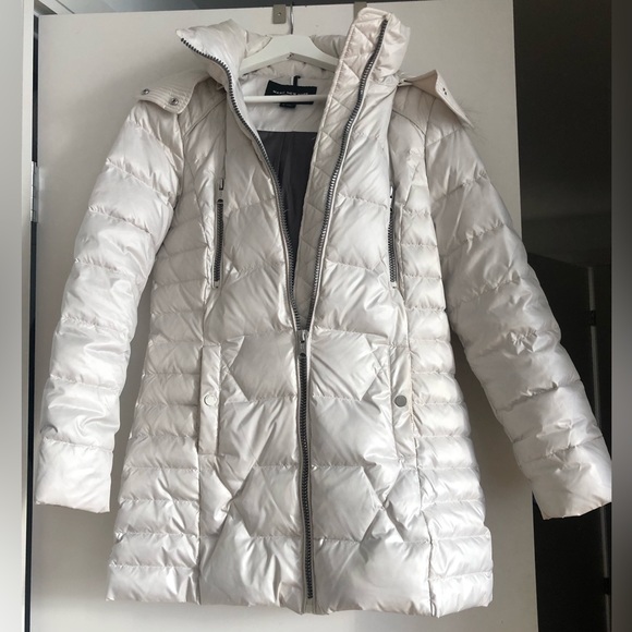 Marc New York Shine Faux Fur Hooded Down Puffer Coat Pearl - Picture 2 of 3